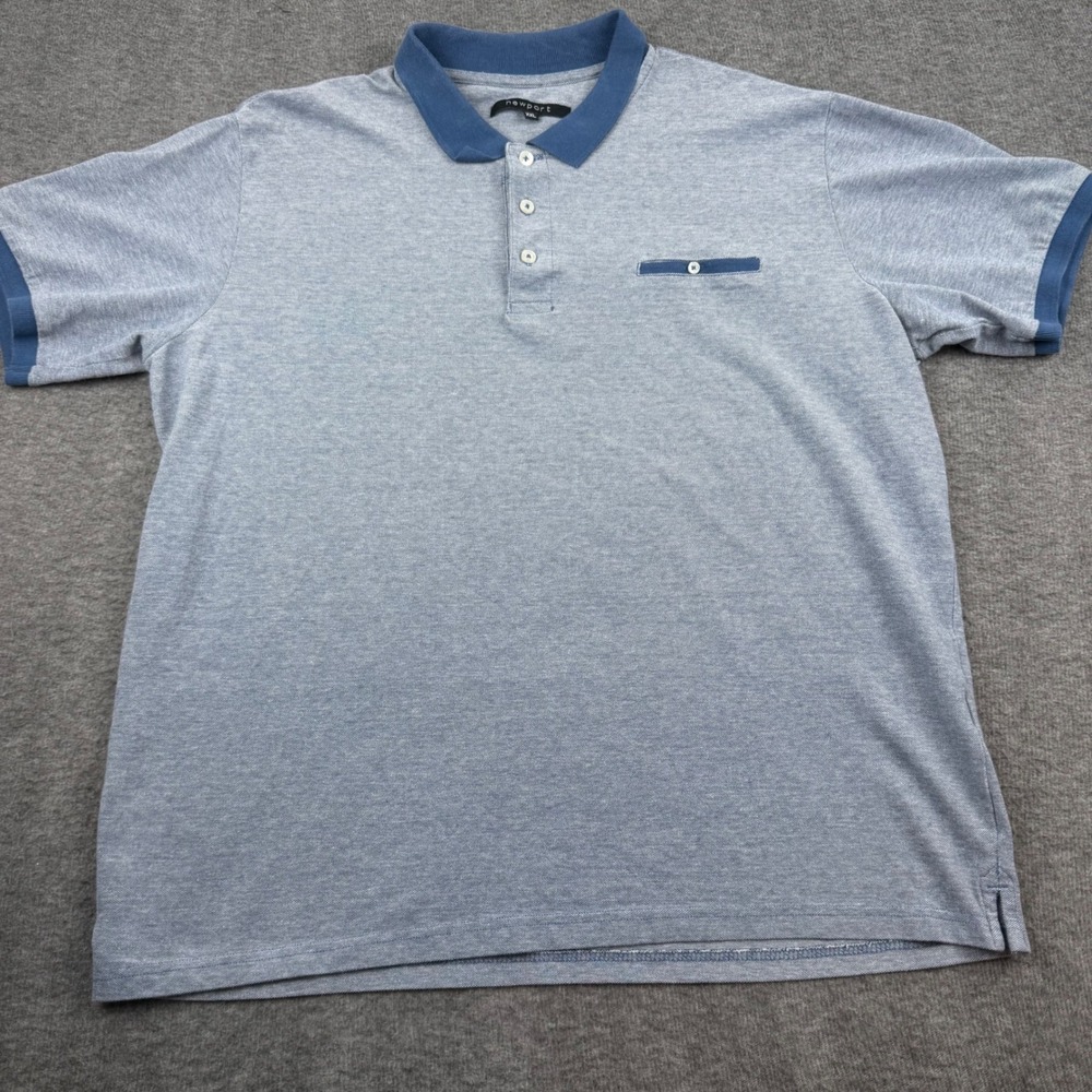 Newport Polo Shirt Mens XXL Blue Short Sleeve‎ Cotton Pique Pocket